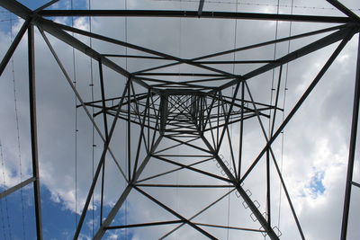 Low angle view of electricity pylon against sky