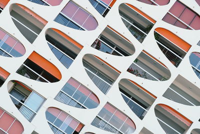 High angle view of books on table in building