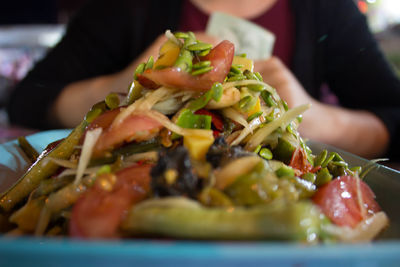 Close-up of meal served in plate