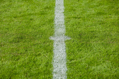 High angle view of golf ball on field