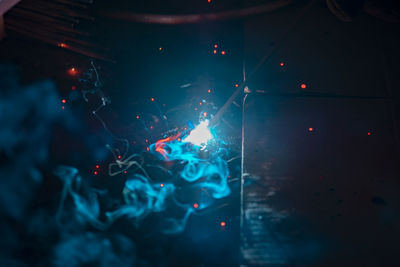 High angle view of illuminated lighting equipment