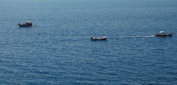 Boat sailing in sea