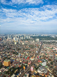 High angle view of buildings in city