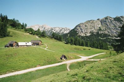 Scenic view of mountain range against sky