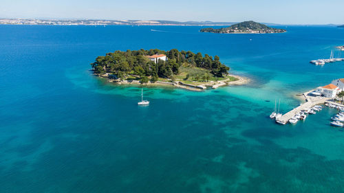 Island galevac iz zadar archipelago next to ugljan with its monastery