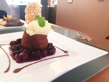 Close-up of sweet food in plate