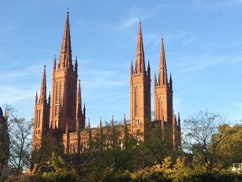 Low angle view of temple building against sky