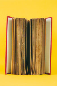 Close-up of open book on table