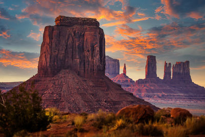 Rock formations at sunset