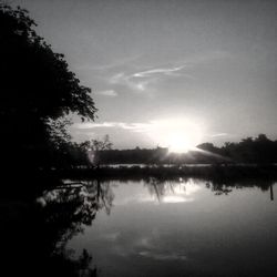 Scenic view of sunset over lake