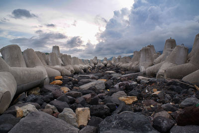 Panoramic view of rocky mountains against sky