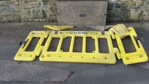 High angle view of yellow text on road