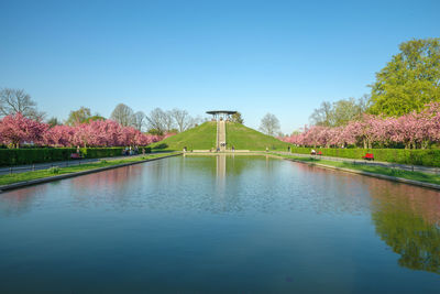 Scenic view of lake against clear sky