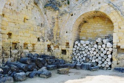 Stack of stone wall