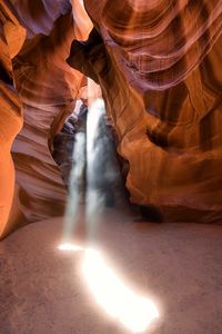 A narrow slot in the side of a canyon