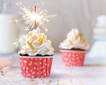 Close-up of dessert on table