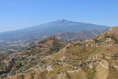 Panoramic view of landscape against clear sky