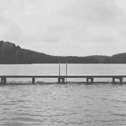 Scenic view of lake against cloudy sky