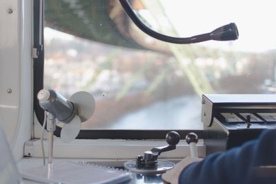 Cropped image of driver driving train