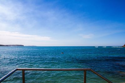 Scenic view of sea against blue sky