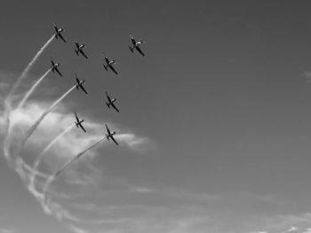 Low angle view of airplane flying in sky