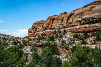 Low angle view of rock formations