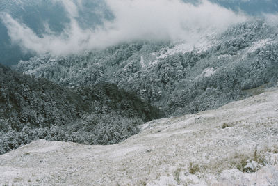 Scenic view of snow covered land