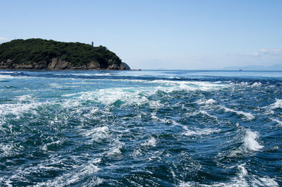 Scenic view of sea against clear sky
