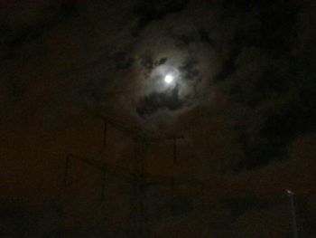 Low angle view of cloudy sky at night