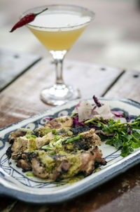 Close-up of food on table