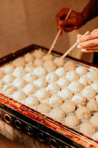 High angle view of food on table
