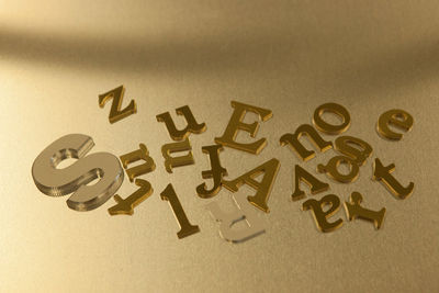 High angle view of text on paper