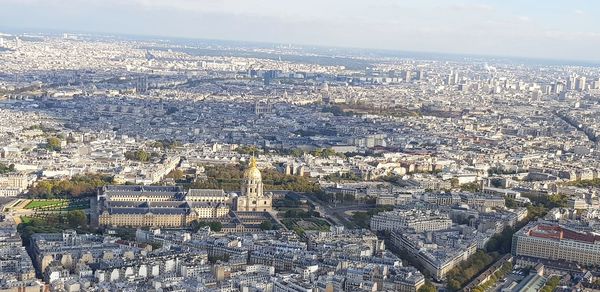 High angle view of cityscape against sky