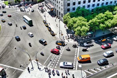 High angle view of barcelona city street