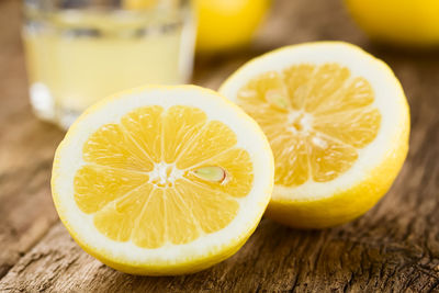 Close-up of lemon on table