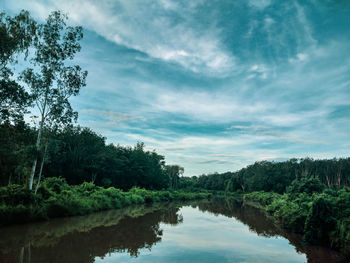 Scenic view of lake against sky