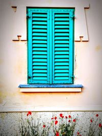 Closed door of building