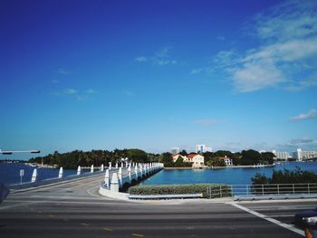 View of road against blue sky