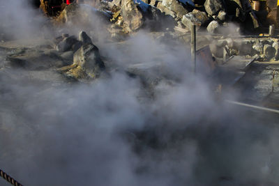 Close-up of smoke emitting from volcanic landscape