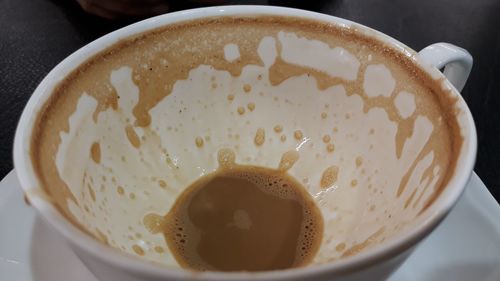 High angle view of coffee on table