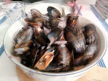 High angle view of crab in plate