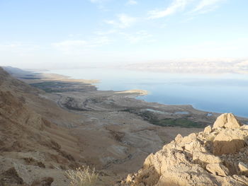 Scenic view of rock formations against sky