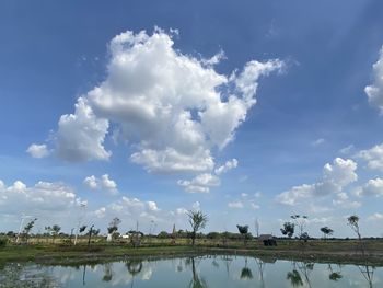 Panoramic view of lake against sky