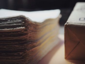 Close-up of book on table