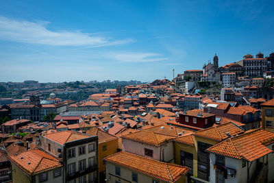 High angle view of townscape against sky