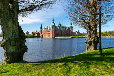 View of river with buildings in background