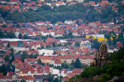 Residential district against sky