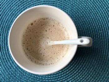 High angle view of coffee on table