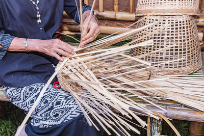 Man working in basket