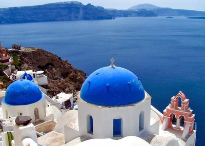 High angle view of cathedral at sea